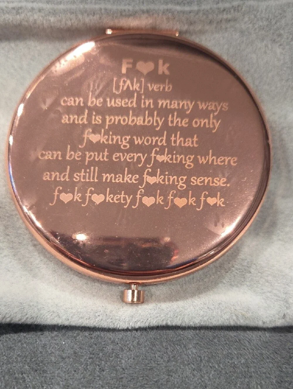 F*ck Rose Gold Compact Mirror Funny Gift For Foul Mouth Friend